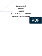 Harmanjot Singh 0763547 2.3.2.4 Lab Date of Submission: - 2020-10-1 Professor: - Mohammad Ali