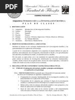 Plan de Clase Introducción A La Metodolgía de La Investigación Científica - 2do 3ra - 2013