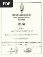 Adalberto Diploma UNI Diplomado Gestion Por Procesos y Six Sigma