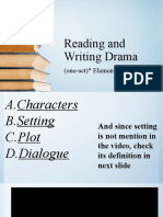 Reading and Writing Drama: (One-Act) Elements of The Genre