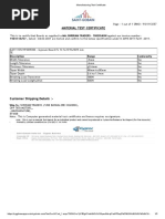 Manufacturing Test Certificate-Shriram Traders Thergaon