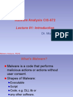 Malware Analysis CIS-672: Lecture 01: Introduction