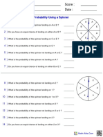 Name: Teacher: Date: Score:: Probability Using A Spinner