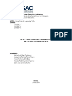 Tipos y Caracteristicas Fundamentales en Los Procesos Evaluativos