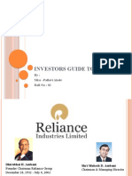 Investors Guide To Ril: By: Miss - Pallavi Akole Roll No: 02