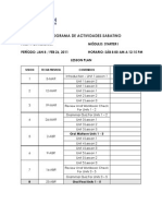 Programa de Actividades Sabatino Starter I Mar 5 - Abr 23, 2011