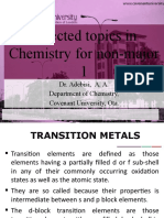 Selected Topics in Chemistry For Non-Major 1: Dr. Adebisi, A. A. Department of Chemistry, Covenant University, Ota