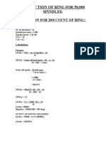 Production For 20/S Count of Ring