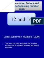 Find The Common Factors and GCF of The Following Number Pairs