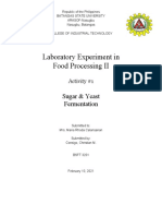 Laboratory Experiment in Food Processing II: Sugar & Yeast Fermentation