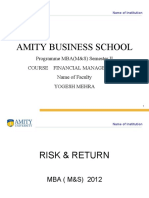 Amity Business School: Programme MBA (M&S) Semester II Course Financial Management Name of Faculty Yogesh Mehra