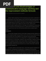 Advantages and Disadvantages of Communicative Language Teaching and The Improvement Methods Schools