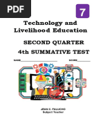 Technology and Livelihoo D Education: Second Quarter 4Th Summative Test