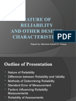 Nature of Reliability and Other Desired Characteristics: Report By: Marrione Eubert M. Estepa