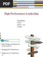 High Performance Leadership: Presented By-Team 5 M.M.S. 1 (A) Gnims