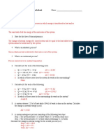 1 Law of Thermodynamics Worksheet: Show Your Work