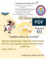 PRÁCTICA 1 Analisis Fisico de La Leche