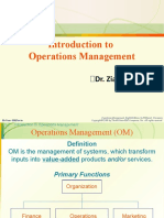 Introduction To Operations Management: - Dr. Ziaul Haq Adnan