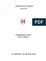 HPS Admission Syllabus 2021