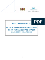 Circulaire N°731 Relatives Aux Dispositions Fiscales de La Loi de Finances Pour L'annee Budgetaire 2021