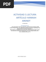 Actividad 3 Lectura Articulo Hannah Arendt.