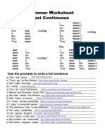 Grammar Worksheet Past Continuous: Use The Prompts To Write A Full Sentence