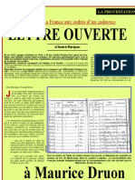 FRF Lettre Ouverte A Michel Druon