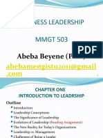 Business Leadership MMGT 503: Abeba Beyene (PHD)