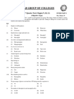 Punjab Group of Colleges: 3 Quarter Test (Chapter 9, 10, 11)