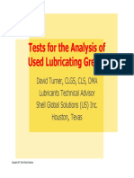 Tests For The Analysis of Used Lubricating Grease