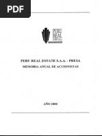 Memoria Anual de Perú Real Estate S.A.A. Del Año 2000 - SMV