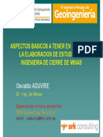 OSVALDO ADUVIRE - Aspectos Básicos A Tener en Cuenta en La Elaboración de Estudios de Ingeniería de Cierre de Mina