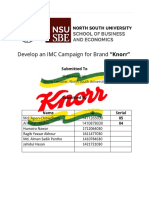 Develop An IMC Campaign For Brand "Knorr": Submitted To