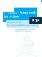 The Dakar Framework For Action: Education For All: Meeting Our Collective Commitments, April 2000