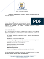 Prograd Edital 001-2020 Segunda Chamada Vestibular 2020