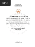 Plan de Comunicación para Recuperar La Imagen Corporativa Del Centro Hospitalario San Pedro en La Crisis Por El Covid-19