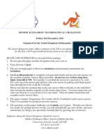 Senior Kangaroo' Mathematical Challenge Friday 2nd December 2016 Organised by The United Kingdom Mathematics Trust