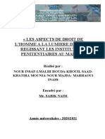 Les Aspects de Droit de L'homme À La Lumiére de La Loi Régissant Les Institutions Pénitentiares Au Maroc