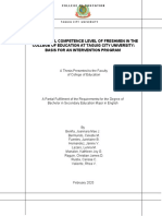 Grammatical Competence Level of Freshmen in The College of Education at Taguig City University: Basis For An Intervention Program