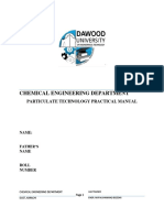 Chemical Engineering Department: Particulate Technology Practical Manual