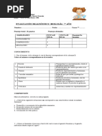 7º Biología Evaluación Diagnóstico 2021