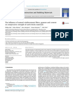 The Influence of Natural Reinforcement Fibers, Gypsum and Cement On Compressive Strength of Earth Bricks Materials