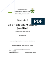 GE 9 - Life and Works of Jose Rizal: College of Liberal Arts