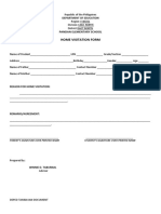 Home Visitation Form: Pandan Elementary School