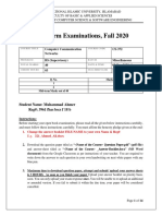 Mid Term Examinations, Fall 2020: Computer Communication Networks CS-372