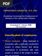 Department Order No. 19 S. 1993: Guidelines Governing The Employment of Workers in The Construction Industry