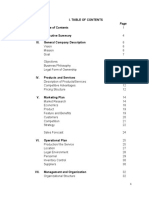 I. Table of Contents I. II. Executive Summary Iii. General Company Description