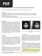 Thyroglossal Duct Cyst in Hyoid Bone: Unusual Location: The Journal of Laryngology & Otology