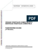 (CO 0069 2006) Grasa Comestibles Vegetales