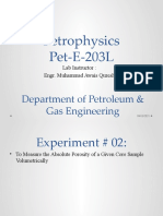 Lab 2-To Measure The Absolute Porosity of A Given Core Sample Volumetrically